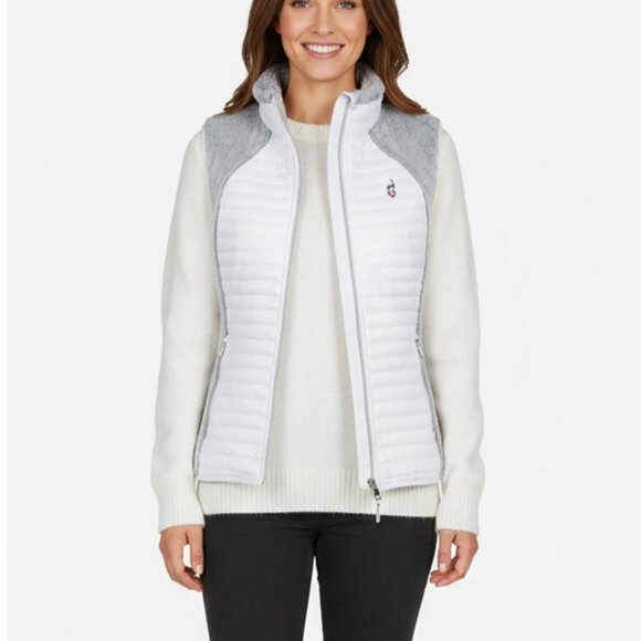 NWT Aulp Unima Faux Fur Padded Two-Tone Vest White Gray S - Picture 13 of 13
